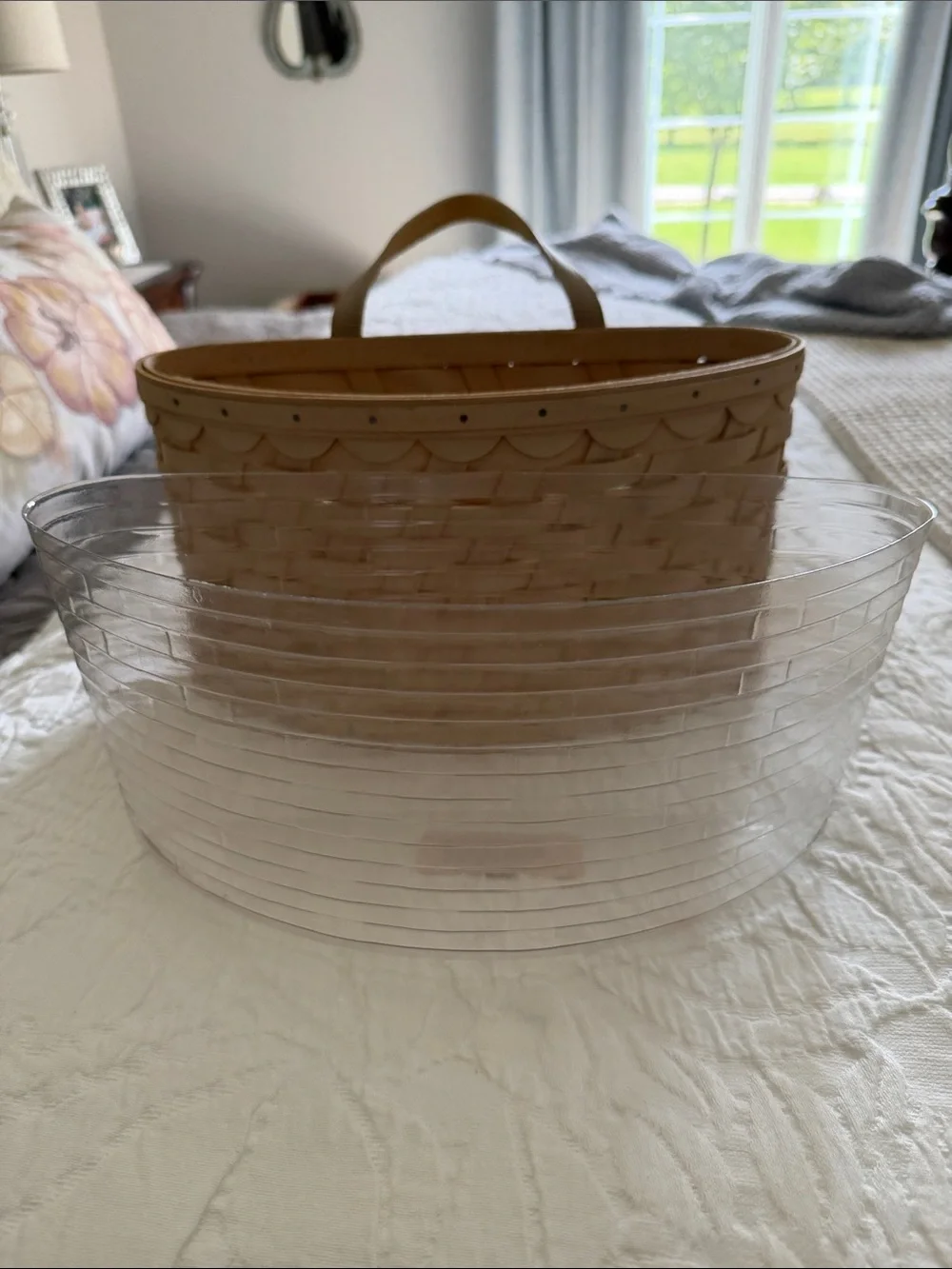 Longaberger Beige Woven Hanging Basket